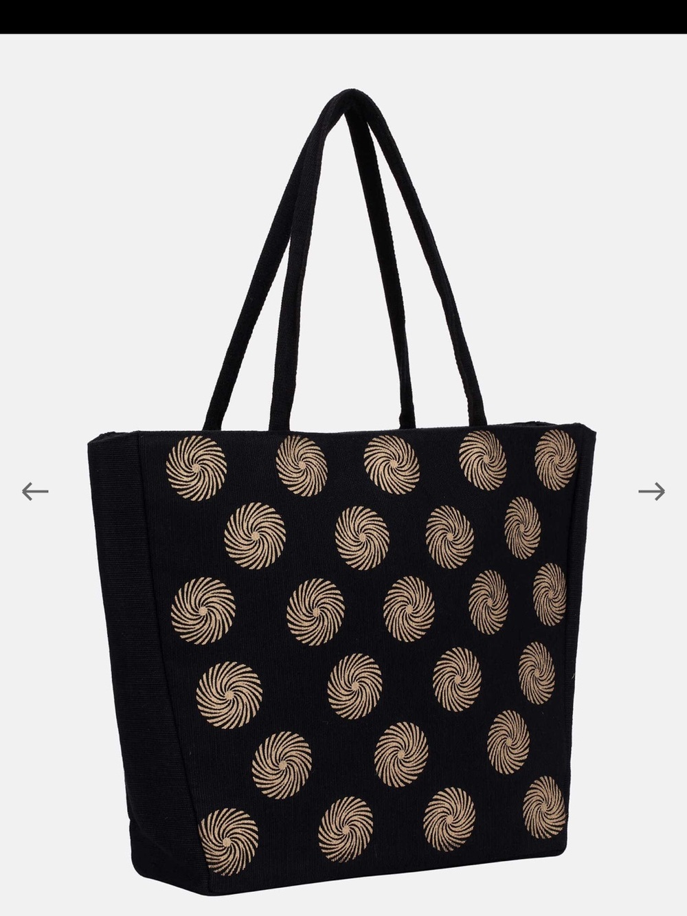 Black & Gold Spiral Tote Bag - Stylish Everyday Carry